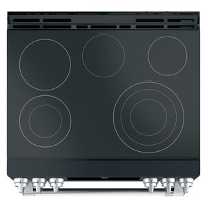Cafe 30 in. 5.7 cu. ft. Smart Air Fry True European Convection Slide-In Electric Range with Smoothtop Burners - Matte Black, Matte Black, hires