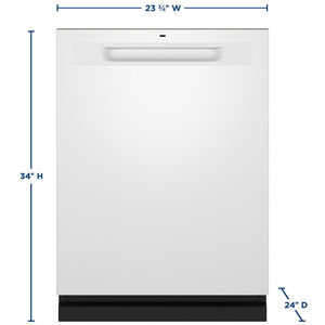GE 24 in. Top Control Flush-Mount Dishwasher with 45 dBa Sound Level, 3rd-Rack, Dry Boost & Pocket Handle - White, White, hires