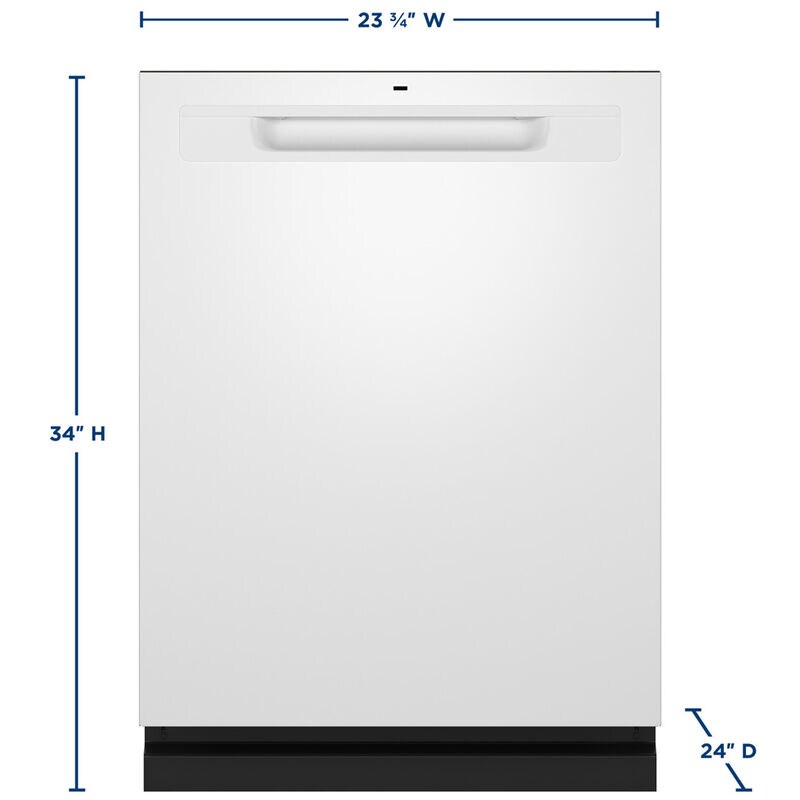 GE 24 in. Top Control Flush-Mount Dishwasher with 45 dBa Sound Level, 3rd-Rack, Dry Boost & Pocket Handle - White, White, hires