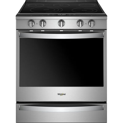 Whirlpool 30 in. 6.4 cu. ft. Smart Convection Oven Slide-In Electric Range with 5 Smoothtop Burners - Stainless Steel | WEE750H0HZ