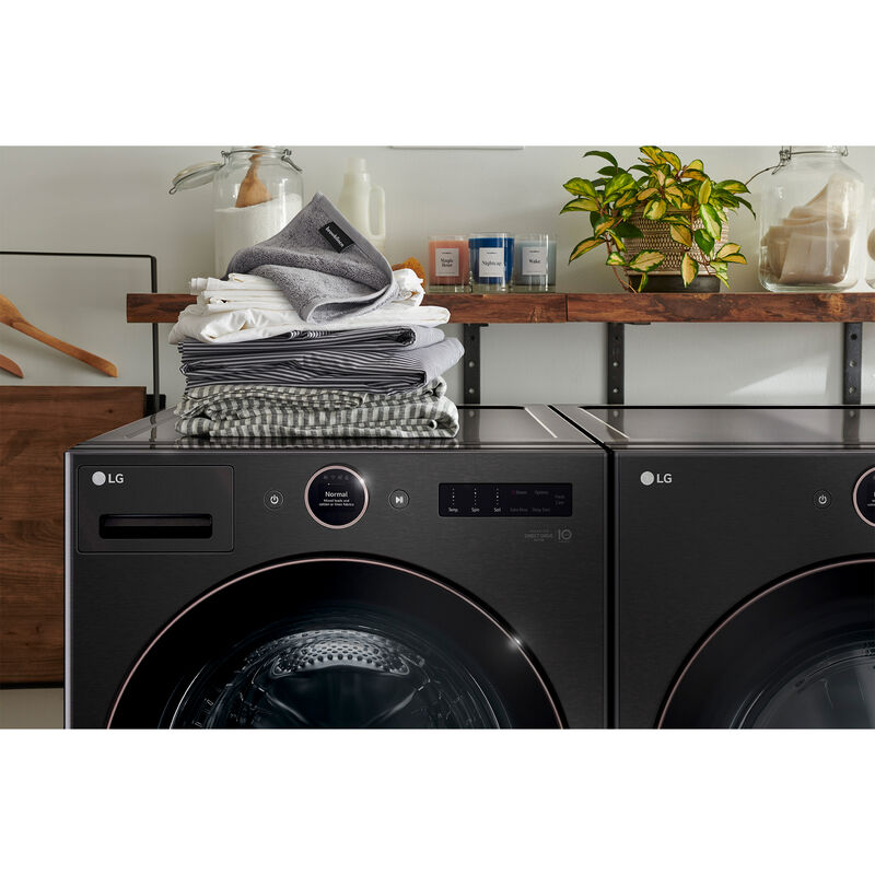 LG 27 in. 7.4 cu. ft. Smart Stackable Electric Dryer with AI Sensor Dry, TurboSteam, Sanitize & Steam Cycle - Black, Black, hires