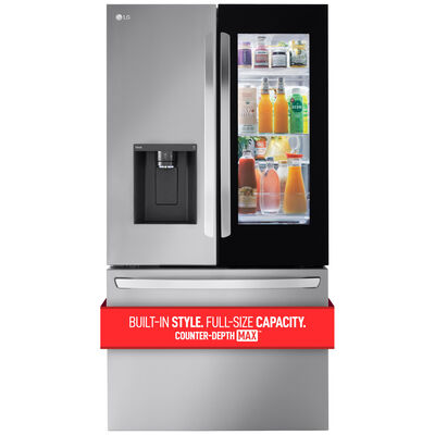 LG 36 in. 25.5 cu. ft. Smart Counter Depth French Door Refrigerator with External Ice & Water Dispenser - Stainless Steel | LRFOC2606S