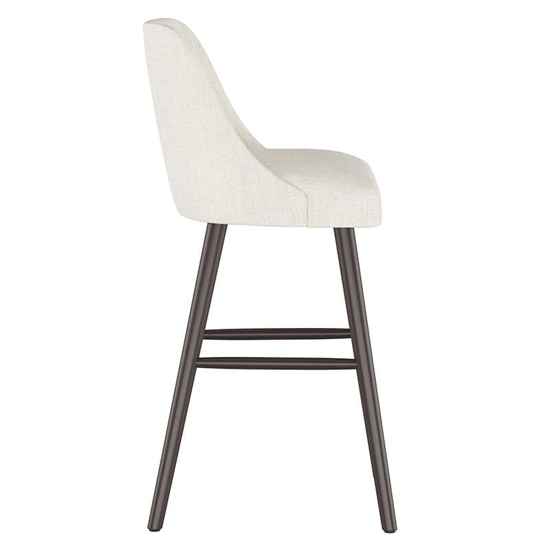 Skyline Furniture Modern Mid Century Bar Stool in Linen Fabric - Talc, Talc, hires