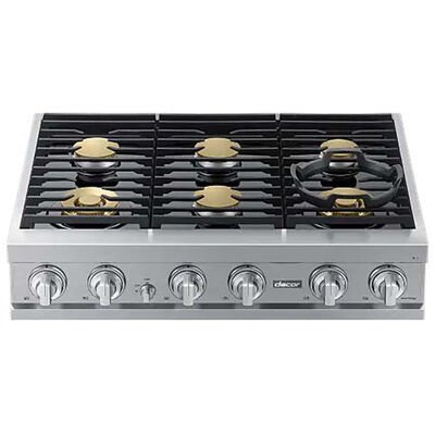 Dacor 36 in. 6-Burner Smart Natural Gas Rangetop with Simmer & Power Burners - Silver Stainless | DTT36T960GS