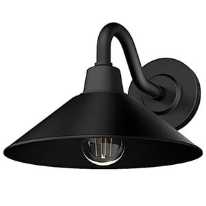 Hunter Skyflow Rustic Modern Metal Cone Outdoor Small Wall Light- Matte Black, , hires