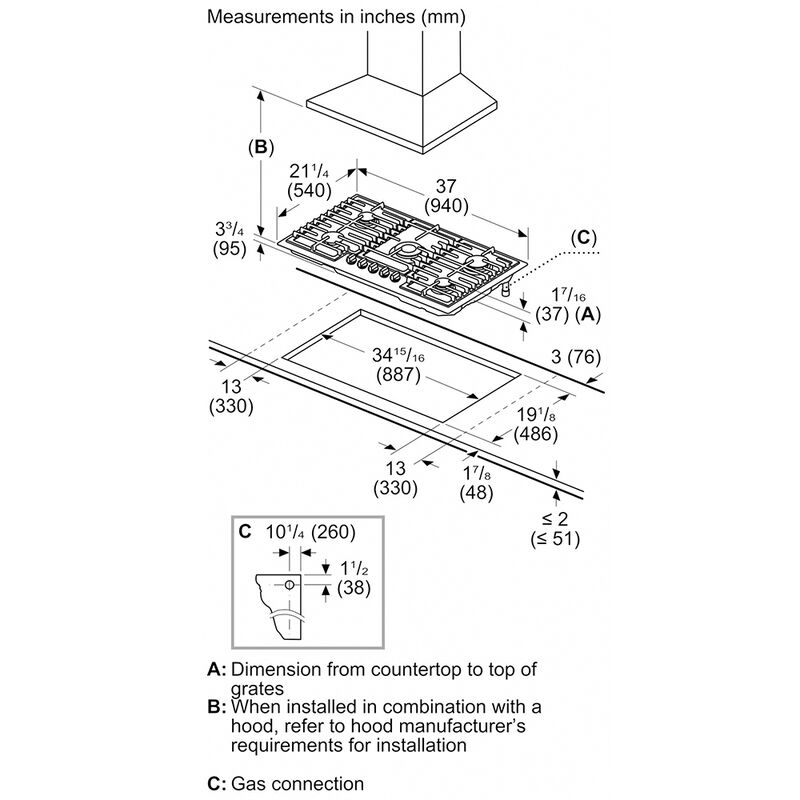 Bosch 500 Series 36" Gas Cooktop with 5 Sealed Burners Stainless