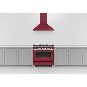Fisher & Paykel Series 7 36 in. Convertible Chimney Style Range Hood with 600 CFM, 3 Fan Speeds & 2 LED Lights - Red, , hires
