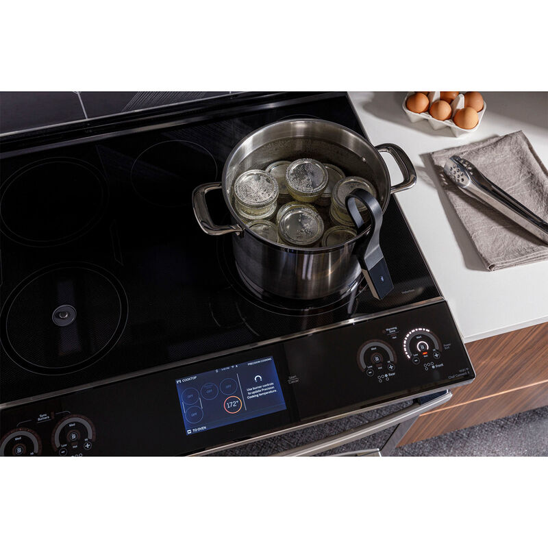 GE Profile 30 in. 5.3 cu. ft. Smart Air Fry True European Convection Slide-In Electric Range with 5 Induction Burners - Stainless Steel, , hires