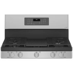 GE Profile 30 in. 6.8 cu. ft. Smart Air Fry True European Convection Double Oven Gas Range with 5 Sealed Burners, Grill & Griddle - Stainless Steel, Stainless Steel, hires