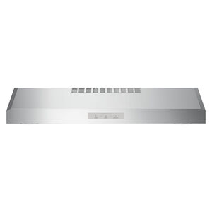 GE Profile 30 in. Standard Style Range Hood with 4 Speed Settings & 2 LED Light - Stainless Steel, , hires