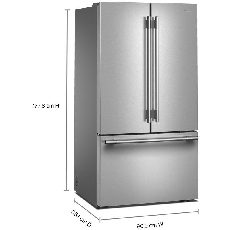 KitchenAid 36 in. 30.5 cu. ft. French Door Refrigerator with Internal Water Dispenser - Stainless Steel with PrintShield Finish, , hires