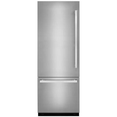 JennAir 30 in. Left-Hinged Built-In 16.2 cu. ft. Counter Depth Bottom Freezer Refrigerator with Internal Water Dispenser - Custom Panel Ready | JBBFL30NMX