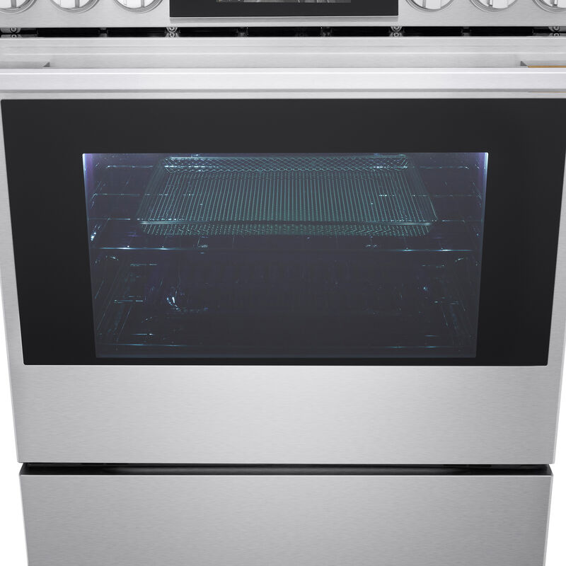 LG Signature 30 in. 6.3 cu. ft. Smart Air-Fry True European Convection Slide-in Electric Range with 4 Induction Burners & 1 Radiant Burner - PrintProof Stainless Steel, , hires