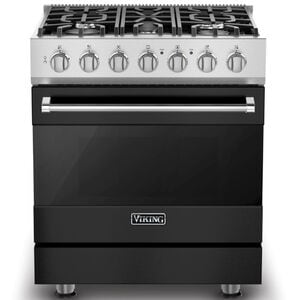 Viking 3 Series 30 in. 4.7 cu. ft. True European Convection Dual Fuel Range with 5 Sealed Burners - Cast Black, , hires
