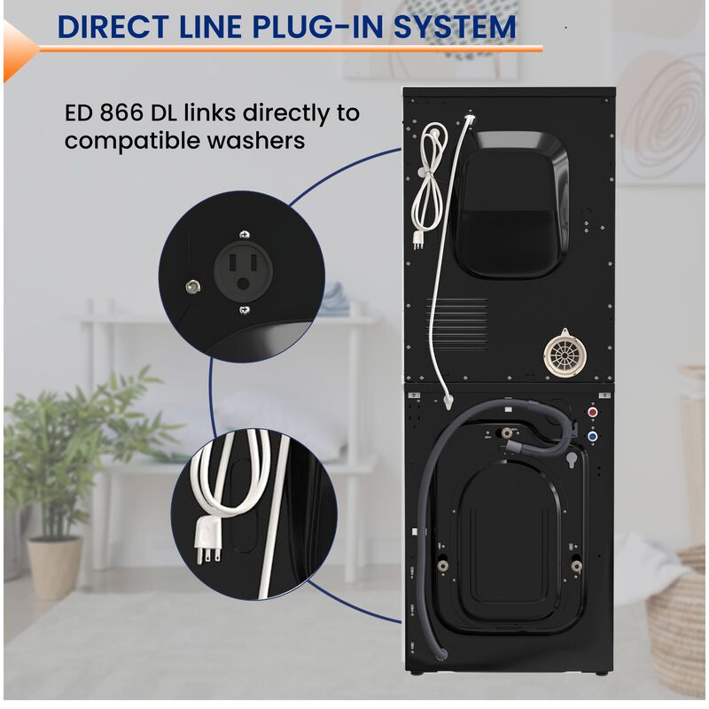 Equator 24 in. 1.62 cu. ft. Electric Front Load Laundry Center with Sensor Dry, Pet & Sanitize Cycle - Black, , hires