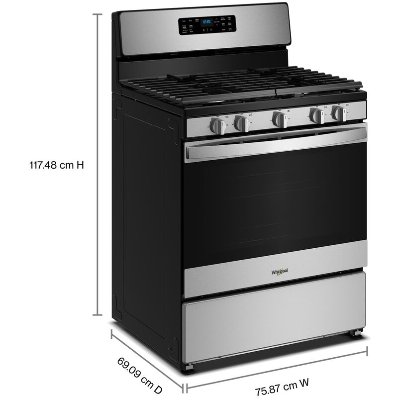 Whirlpool 30 in. 5.1 cu. ft. Gas Range with 5 Sealed Burners - Stainless Steel, , hires