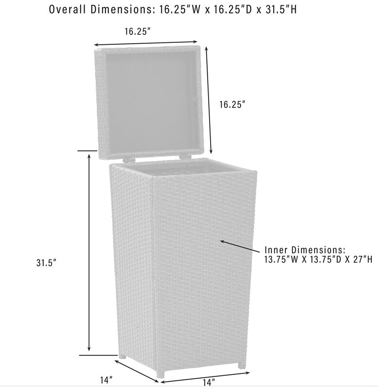 Crosley Palm Harbor Wicker Outdoor Trash Can - Brown, Brown, hires