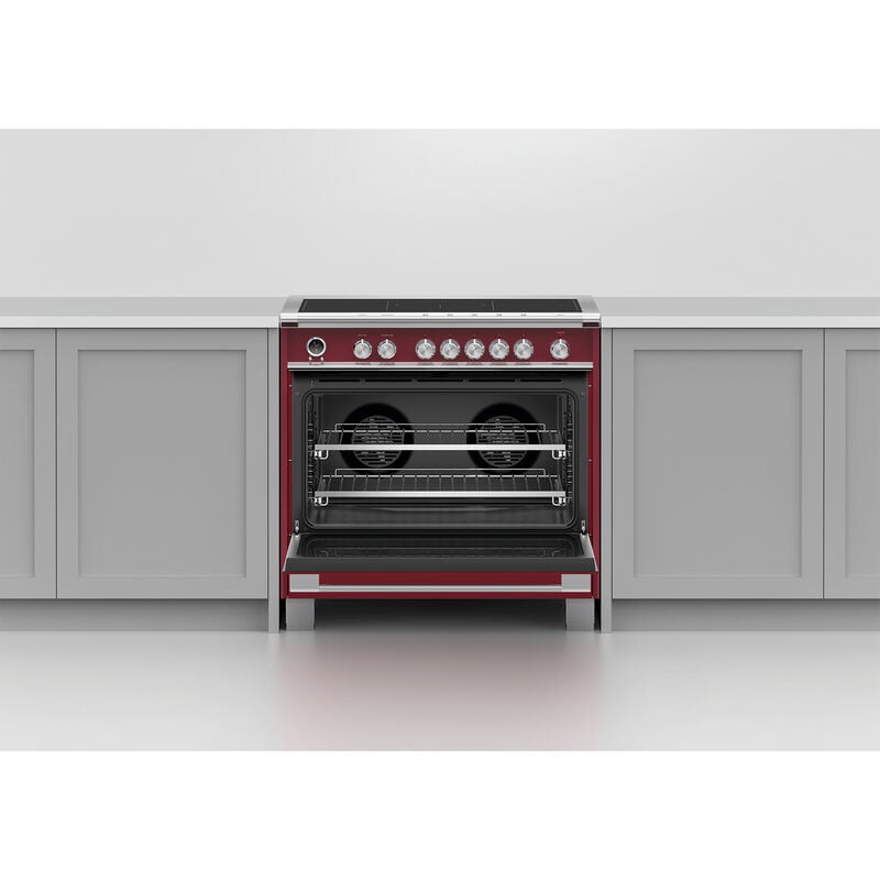 Fisher & Paykel Series 9 Classic 36 in. 4.9 cu. ft. True European Convection Electric Range with 5 Induction Burners - Red, , hires