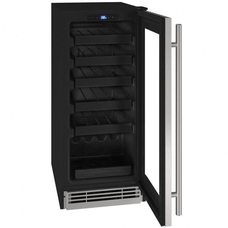 U-Line 1 Class 15 in. Undercounter Wine Cooler with Metal Racks, Single Temperature Zone & 24 Bottle Capacity - Stainless Steel, Stainless Steel, hires