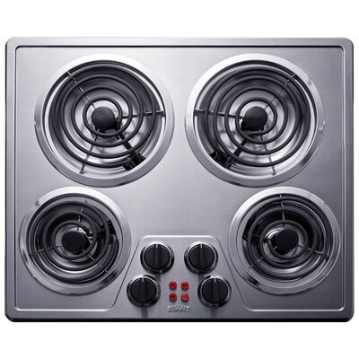 Summit 24 in. Electric Cooktop with 4 Coil Burners - Stainless Steel | CR4SS24