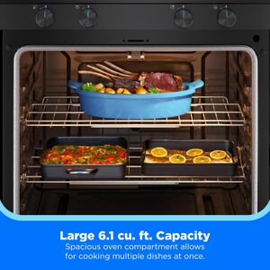 Midea 30 in. 6.1 cu. ft. Gas Range with 4 Sealed Burners - Black, Black, hires