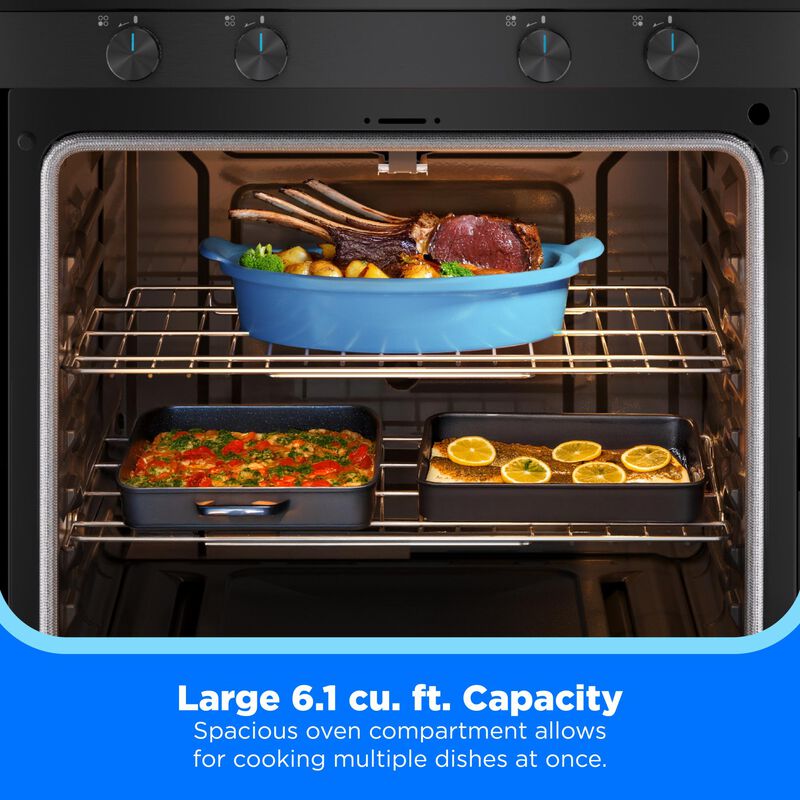 Midea 30 in. 6.1 cu. ft. Gas Range with 4 Sealed Burners - Black, Black, hires