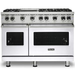 Viking 5 Series 48 in. 5.7 cu. ft. Convection Double Oven Freestanding Gas Range with 6 Sealed Burners & Griddle - White, , hires