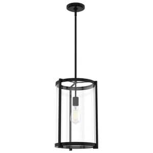 Hunter Astwood 1 Light Pendant Ceiling Light Clear Glass - Matte Black, , hires