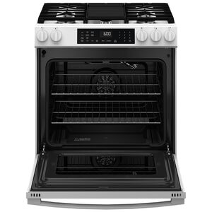 GE 30 in. 5.3 cu. ft. Smart Air Fry Standard Convection Slide-In Gas Range with 5 Sealed Burners & Griddle - White, , hires