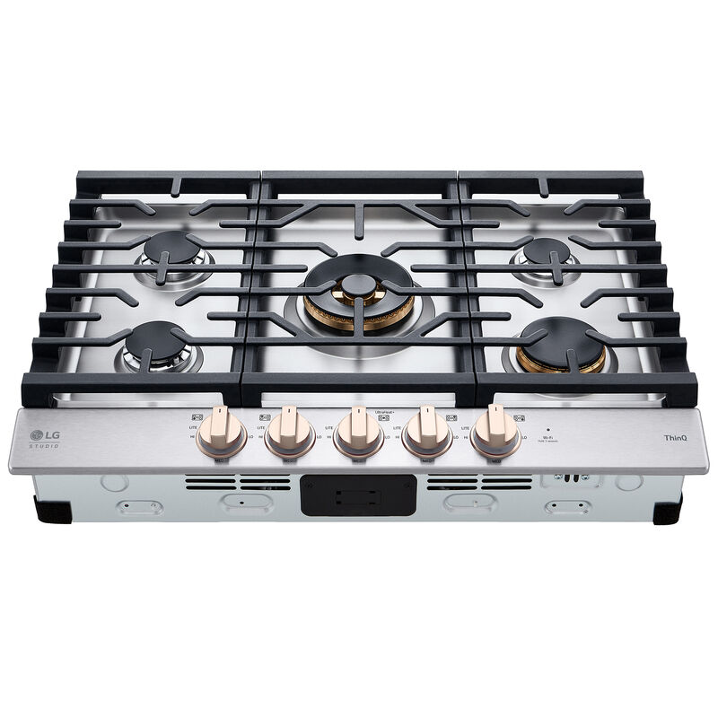 LG Studio 30 in. 5-Burner Smart Natural Gas Cooktop with Griddle, Simmer Burner & Power Burner - Essence White, , hires