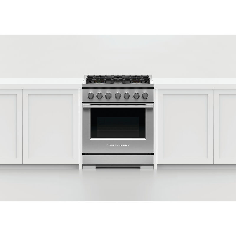 Fisher & Paykel Series 7 Professional 30 in. 4.6 cu. ft. Standard Convection Gas Range with 5 Sealed Burners - Stainless Steel, , hires