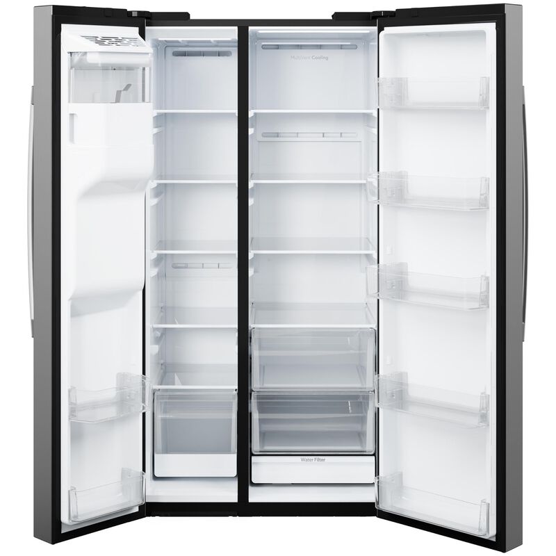 GE 36 in. 23.6 cu. ft. Counter Depth Side-by-Side Refrigerator with Ice & Water Dispenser - Fingerprint Resistant Stainless Steel, Fingerprint Resistant Stainless, hires