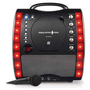 Singing Machine Portable LED Light Show Karaoke Machine with CD+G & Microphone - Black, , hires