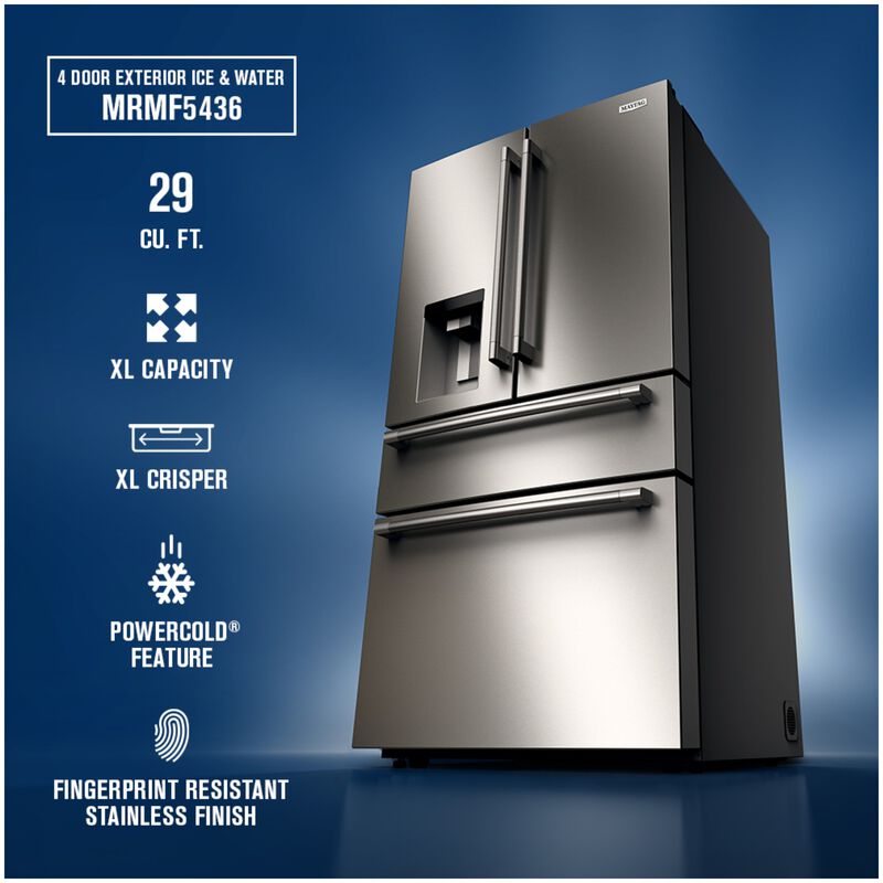Maytag 36 in. 28.9 cu. ft. 4-Door French Door Refrigerator with Ice & Water Dispenser - Fingerprint Resistant Stainless Steel, , hires