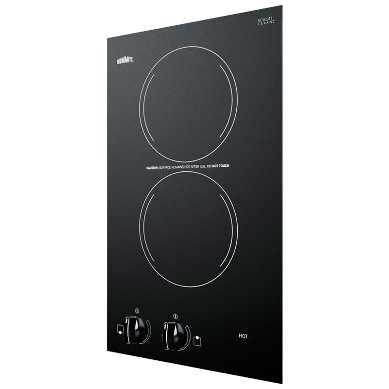 Summit 12 in. 2-Burner Electric Cooktop - Black, , hires