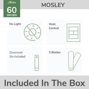 Hunter 60 in. Mosley Energy Star Damp Rated Ceiling Fan and Wall Control - Matte Black, , hires