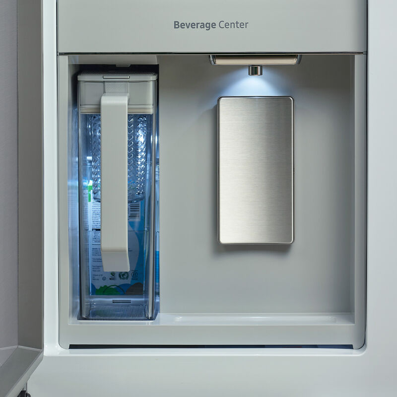 Samsung Bespoke 36 in. 22.5 cu. ft. Smart Counter Depth 4-Door Flex French Door Refrigerator with Beverage Center & Internal Water Dispenser - Fingerprint Resistant Stainless Steel, Fingerprint Resistant Stainless, hires