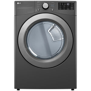 LG 27 in. 7.4 cu. ft. Stackable Gas Dryer with FlowSense Duct Clogging Indicator & Sensor Dry - Middle Black, Black, hires