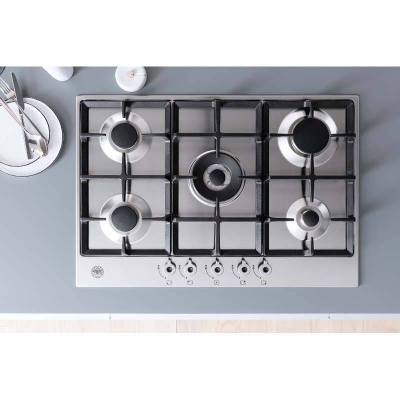 Bertazzoni Professional Series 30 in. 5-Burner Natural Gas Cooktop with Simmer Burner & Power Burner - Stainless Steel, , hires