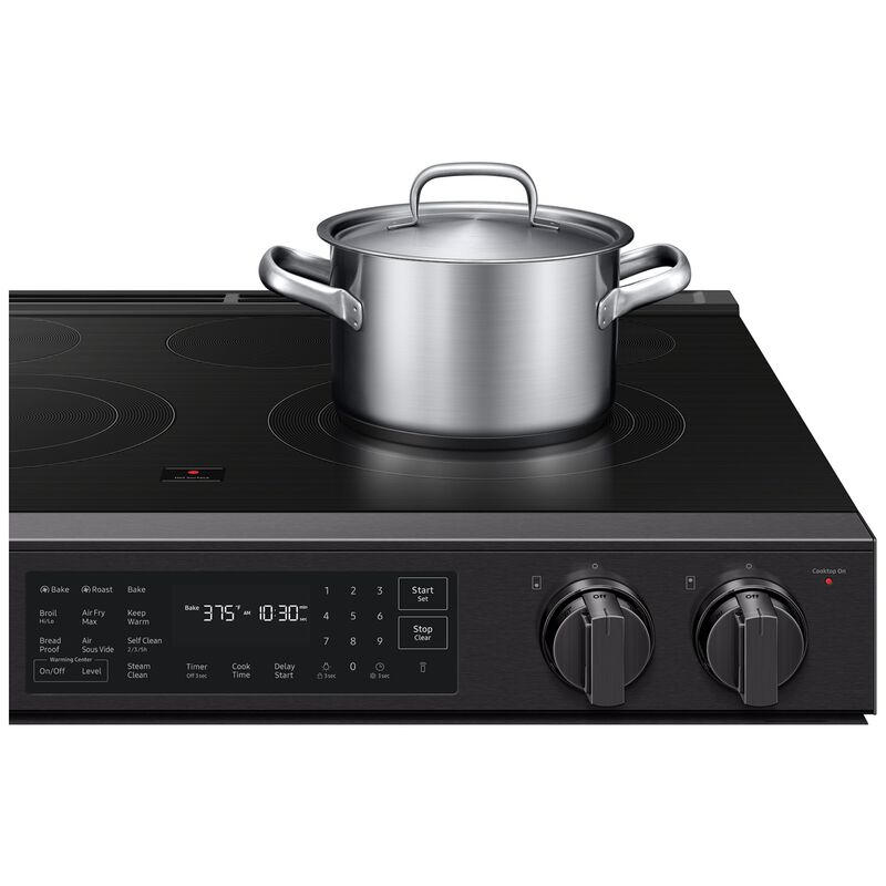 Samsung Bespoke 30 in. 6.3 cu. ft. Smart Air-Fry True European Convection Slide-In Electric Range with Radiant Burners - Matte Black Steel, Matte Black Steel, hires