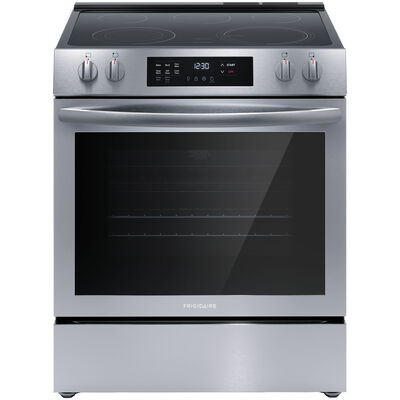 Frigidaire 30 in. 5.3 cu. ft. Convection Oven Freestanding Electric Range with 5 Smoothtop Burners - Stainless Steel | FCFE3083AS