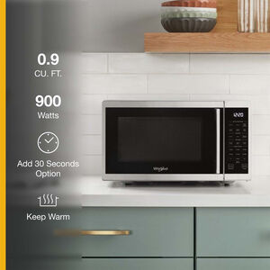 Whirlpool 19 in. 0.9 cu.ft Countertop Microwave with 10 Power Levels - Stainless Steel, , hires