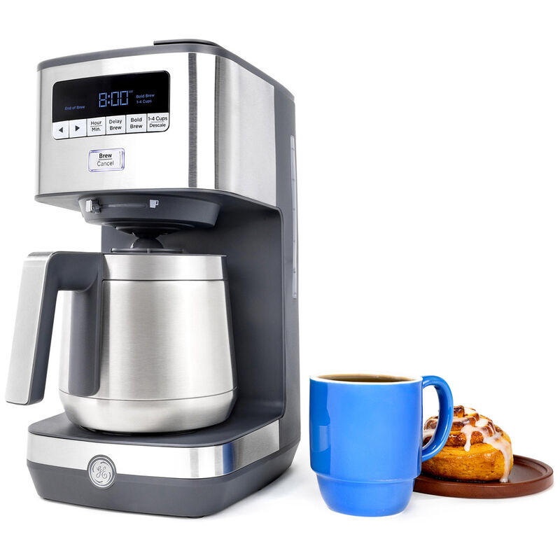GE 10-Cup Drip Coffee Maker with Single Serve - Stainless Steel