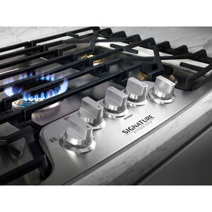 Signature Kitchen Suite 36 in. 5-Burner Smart Natural Gas Cooktop with Griddle, Simmer Burner & Power Burner - Stainless Steel, , hires