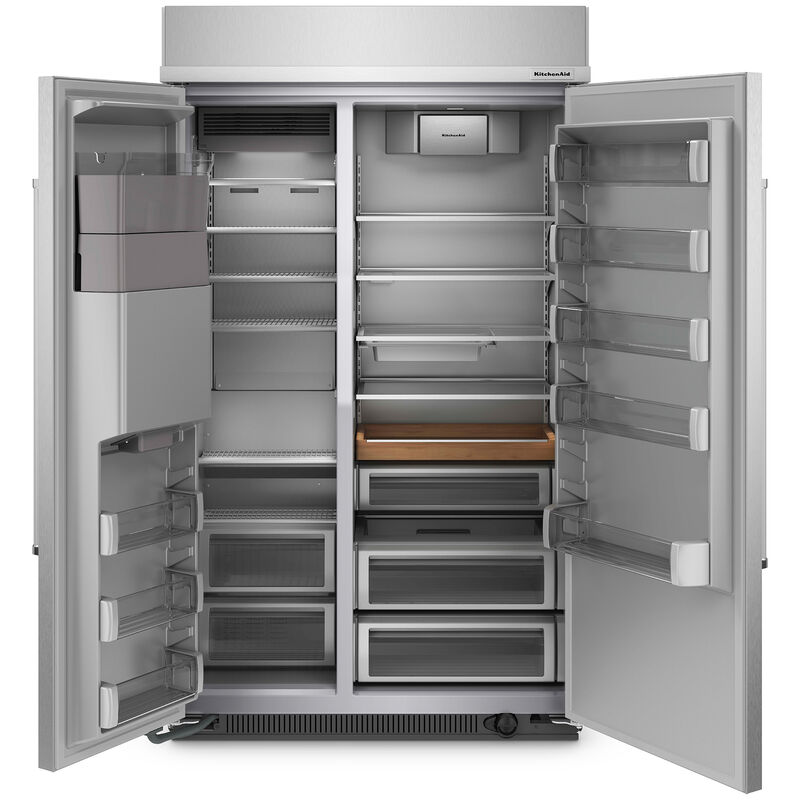 KitchenAid 48 in. 29.4 cu. ft. Built-In Counter Depth Side by Side Refrigerator with Ice & Water Dispenser - Stainless Steel with PrintShield Finish, Stainless Steel with PrintShield Finish, hires