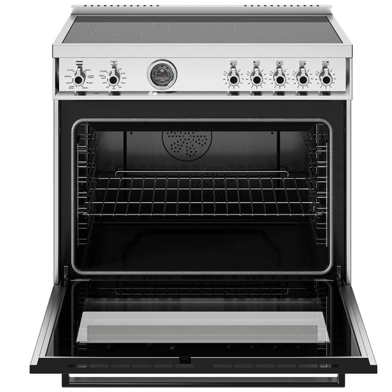 Bertazzoni Professional Series 36 in. 5.7 cu. ft. Air Fry Dual Convection Electric Range with 5 Induction Burners & Griddle - Stainless Steel, , hires