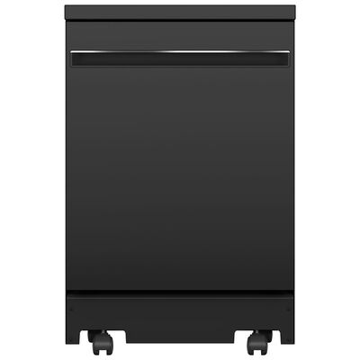 GE 24 in. Portable Dishwasher with Top Control, 54 dBA Sound Level, 12 Place Settings, 3 Wash Cycles & Sanitize Cycle - Black | GPT225SGLBB