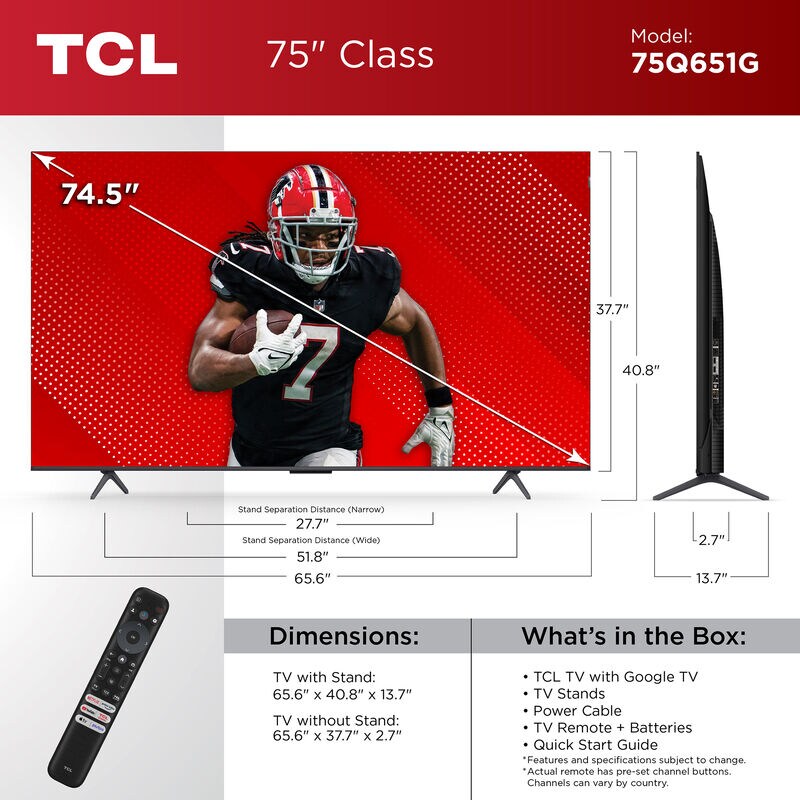 TCL - 75" Class Q-Series QLED 4K UHD Smart Google TV, , hires