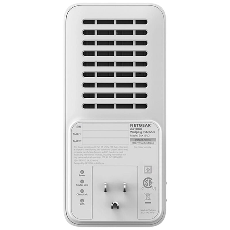 NETGEAR - EAX15 AX1800 Wi-Fi 6 Mesh Wall Plug Range Extender and Signal Booster - White, , hires