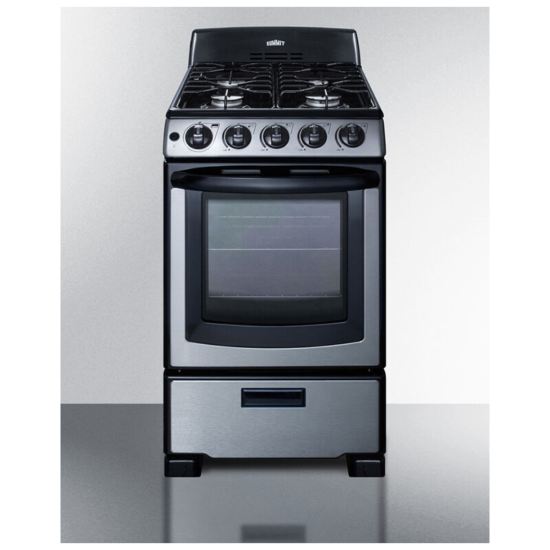 Summit 20 in. ft. Oven Freestanding Range with 4 Sealed Burners - Stainless Steel | P.C. Richard & Son